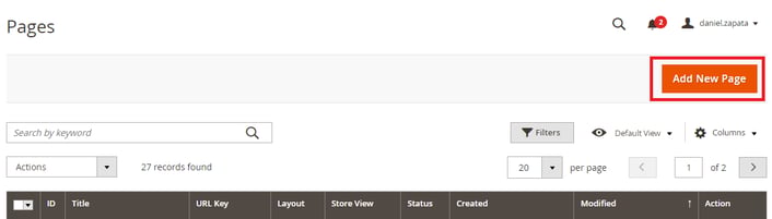 Add new Page_Magento