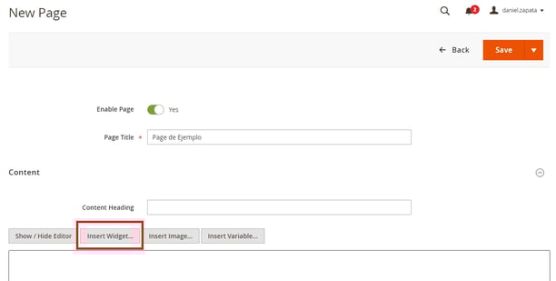 Insert Widget_Magento