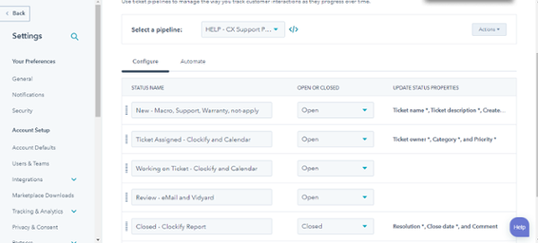 etapas y reglas configuraciones de la herramienta pipeline ventas