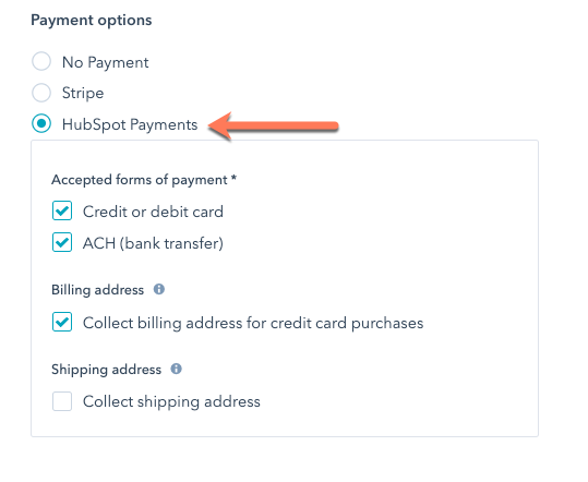 Connect payments to the quotes tool